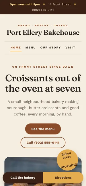 The same sample website on a phone
